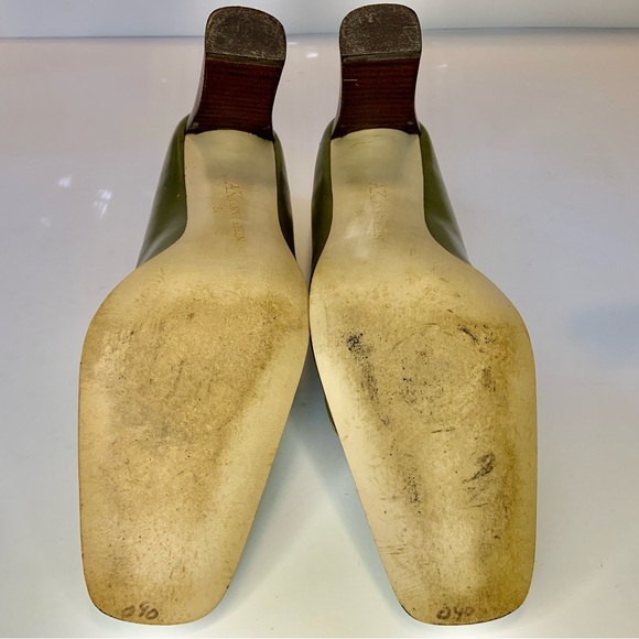 Anne Klein Maworkout Green Leather Wooden Heels Size 8M - Picture 8 of 16